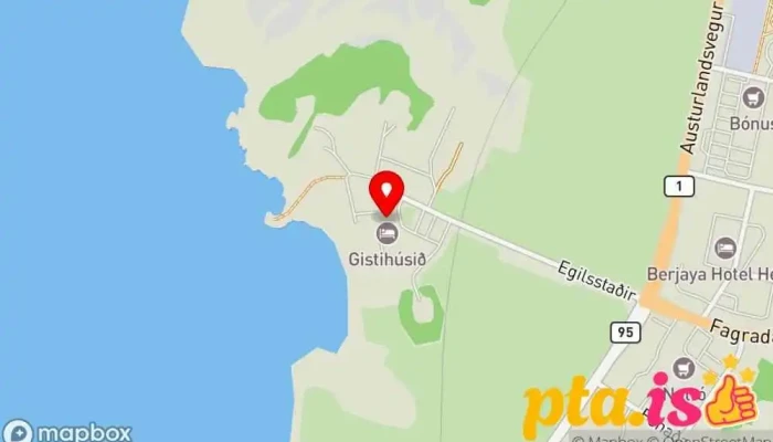 kort yfir Gistihúsið - Lake Hotel Egilsstadir Hótel, Veitingastaður, Heilsulind í Egilsstaðir
