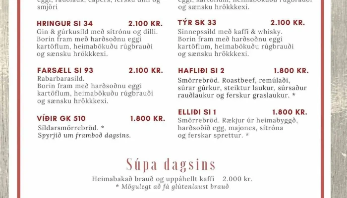 Herring Cafe Sildarkaffi Matsedill - Siglufjörður