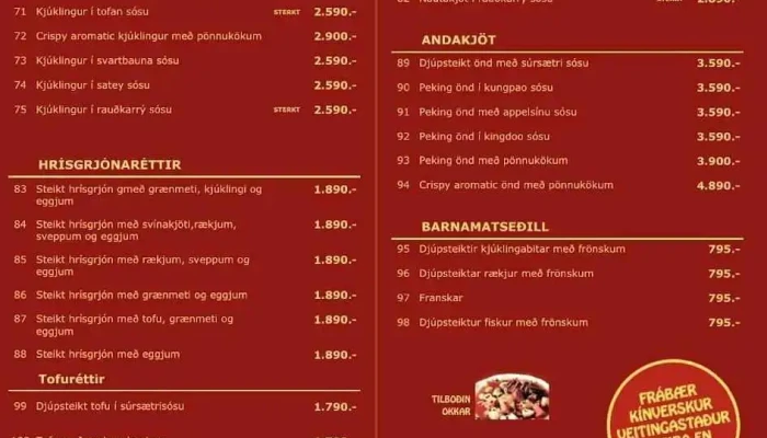 Kinahofid   Veitingahus Matsedill - Kópavogur