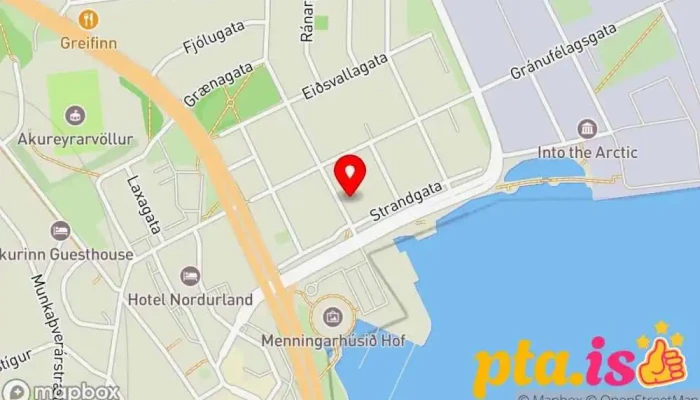 kort yfir SSNE - Samtök sveitarfélaga og atvinnuþróunar á Norðurlandi Eystra Félag eða stofnun í Akureyri