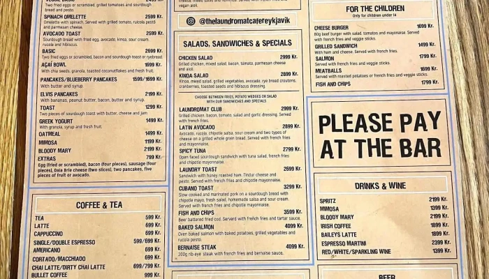 The Laundromat Cafe -  Matsedill - Reykjavík